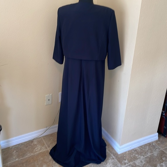 MAYA BROOKE Beautiful Royal Blue Sequins Long formal dress w/ 3/4 Sleeve jacket - Picture 5 of 7